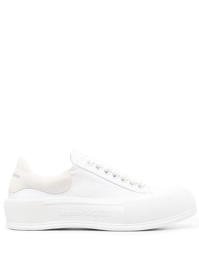 White Lace-Up Skate Sneakers