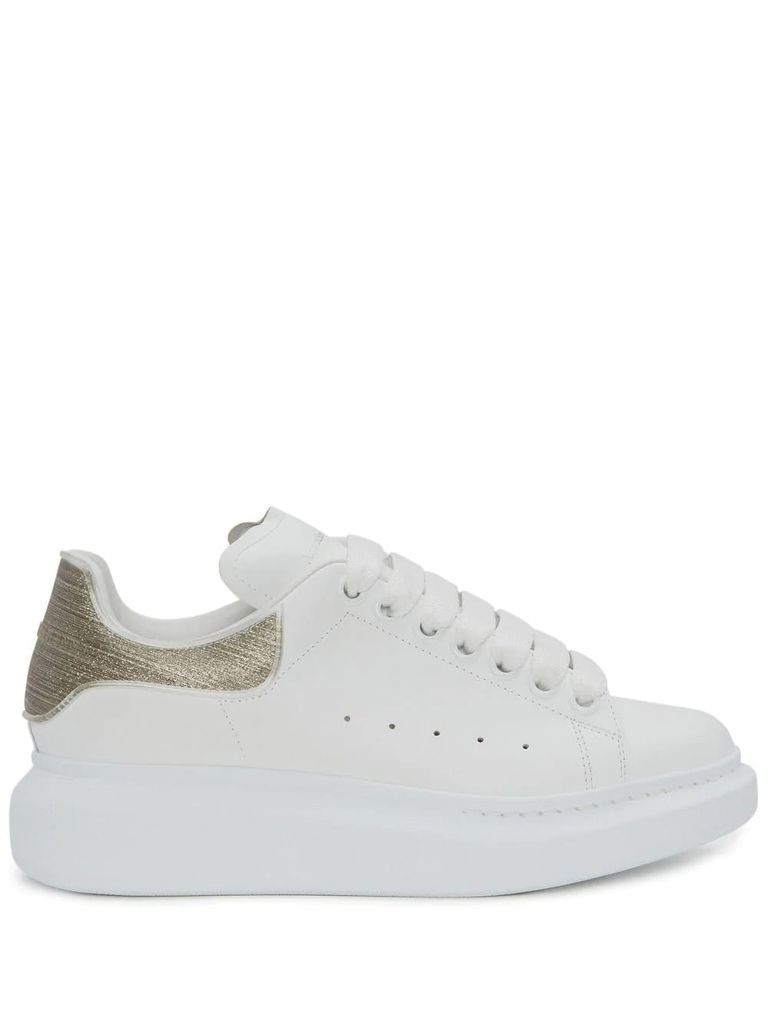 White Oversize Sneakers With Gold Glitter Spoilers