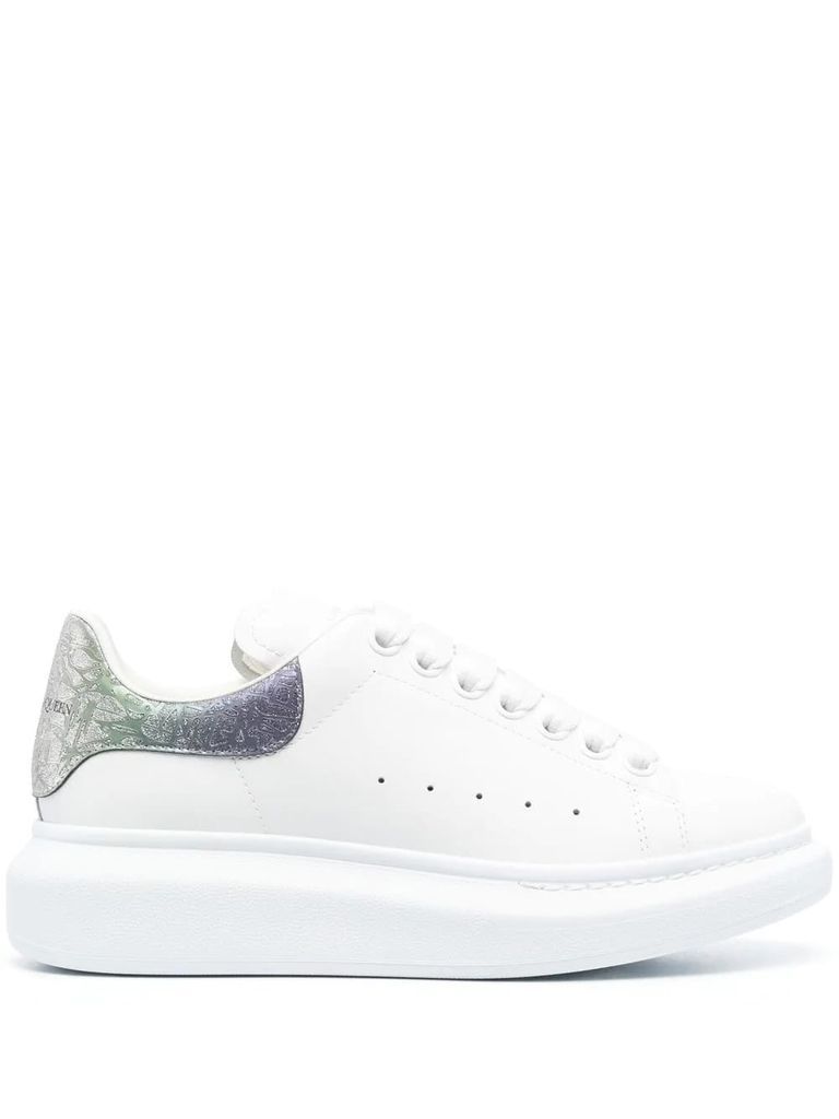 White Oversize Sneakers With Multicoloured Textured Spoiler