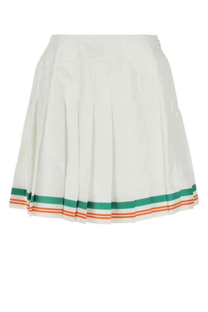 White Satin Par Avion Mini Skirt