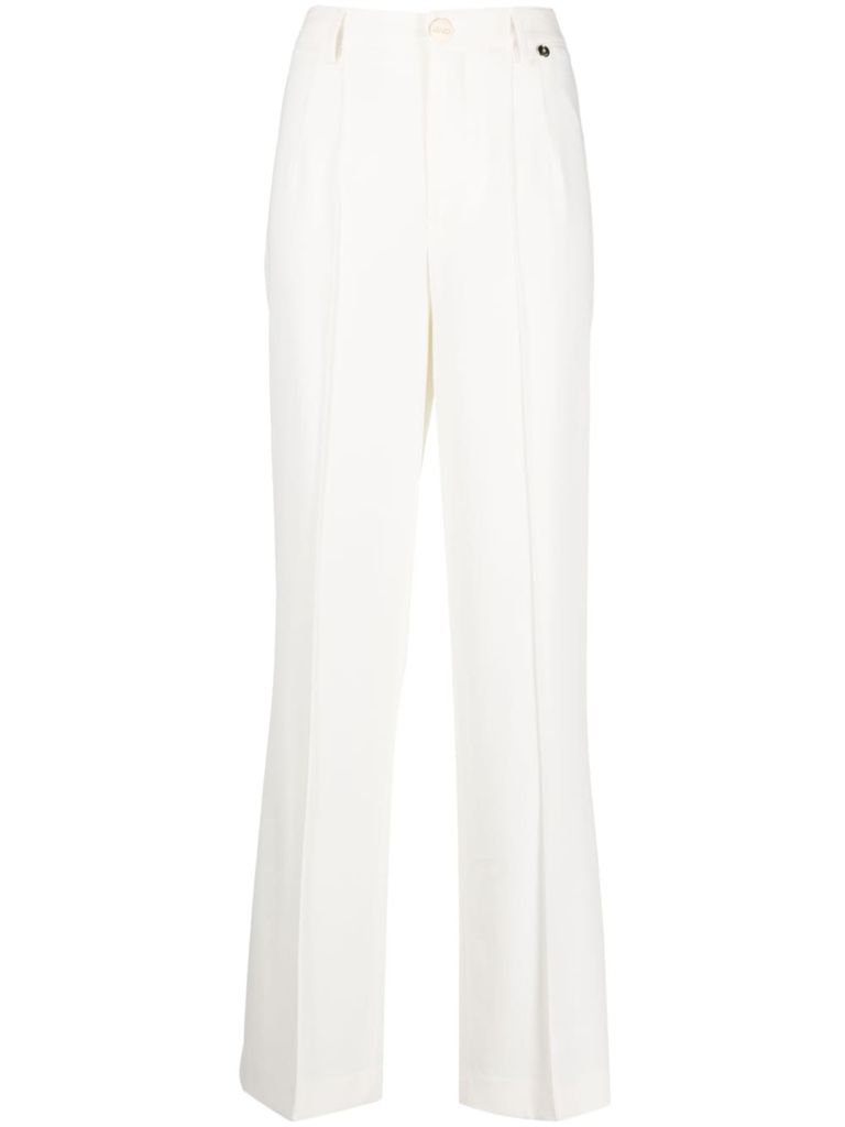 White Slightly Flared Pants In Viscose Blend Woman