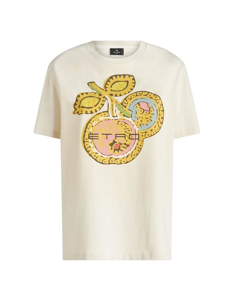White T-Shirt With Apple And Logo