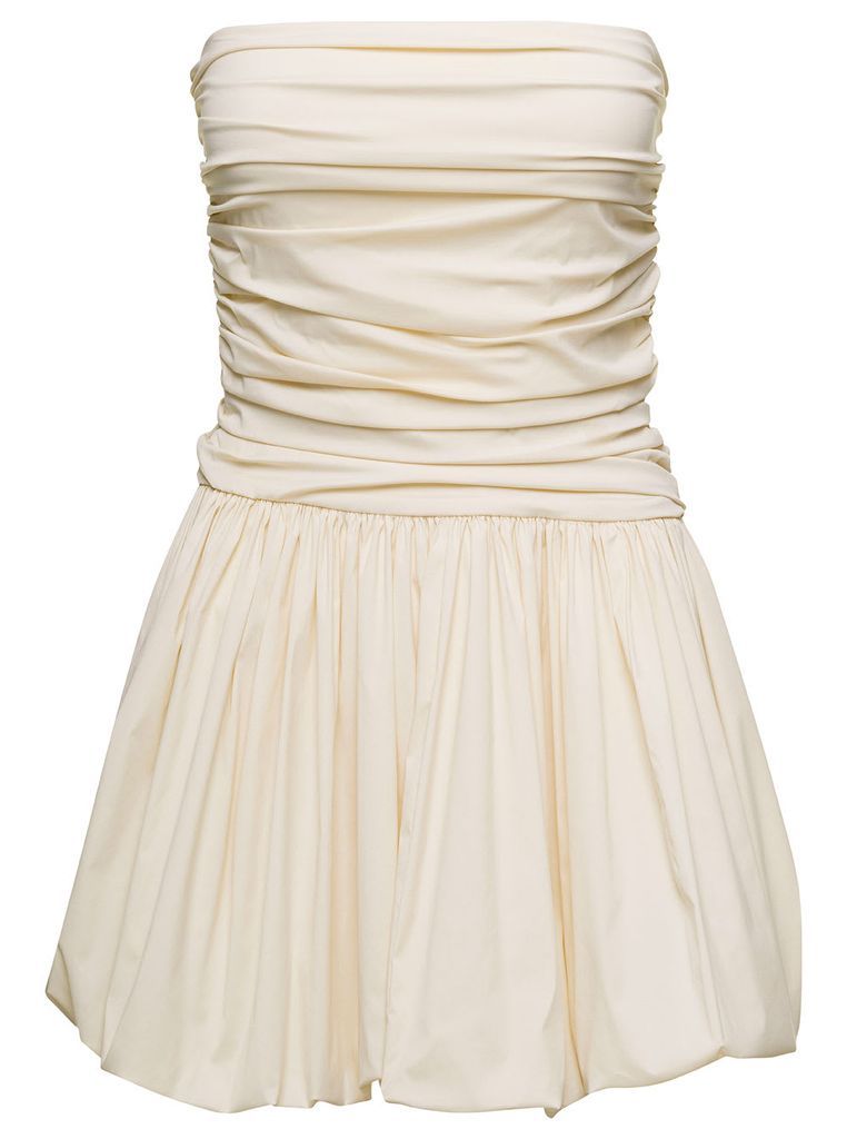 White Taffeta Minidress With Open Back In Polyester Woman