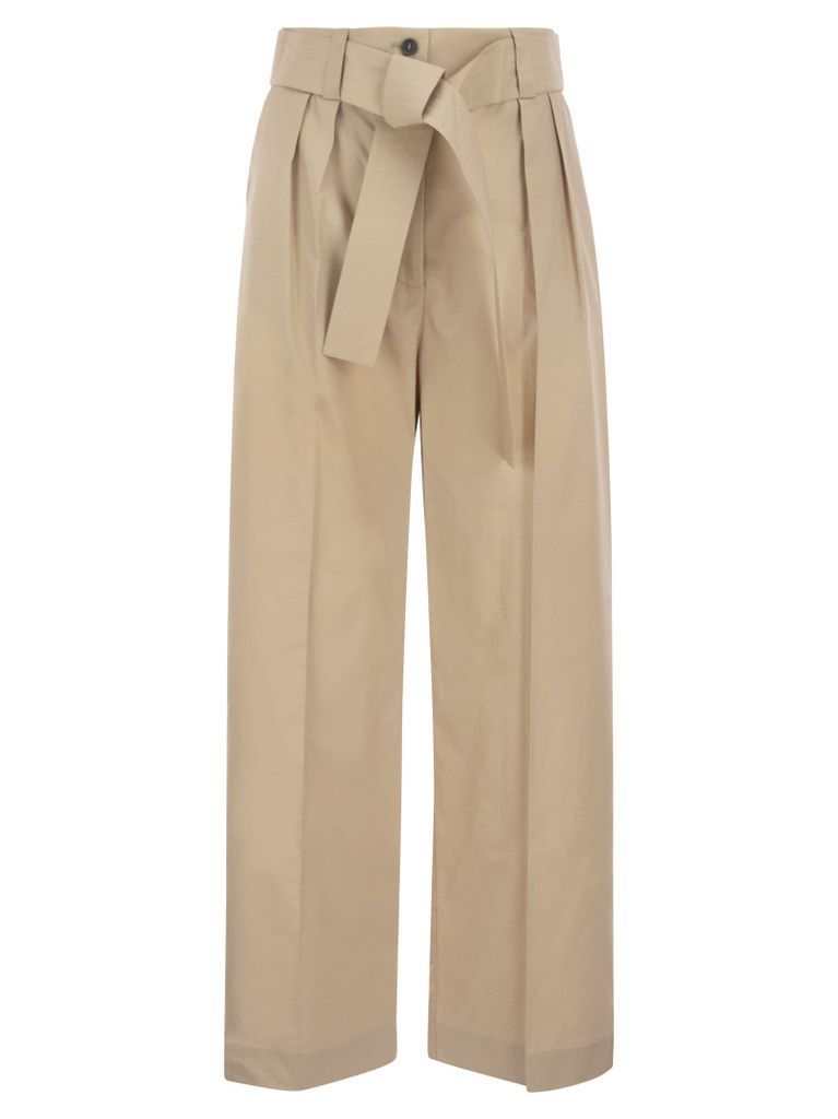 Wide Cotton Trousers With Matching Belt