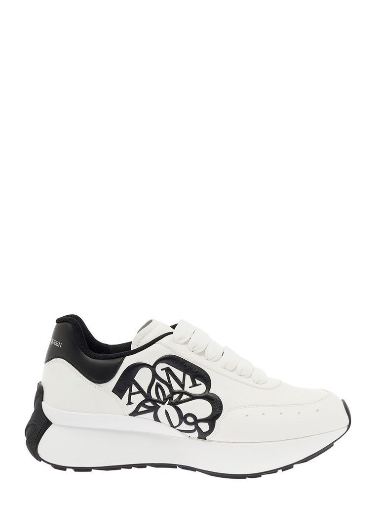 Womans White Leather Sneakers With Logo