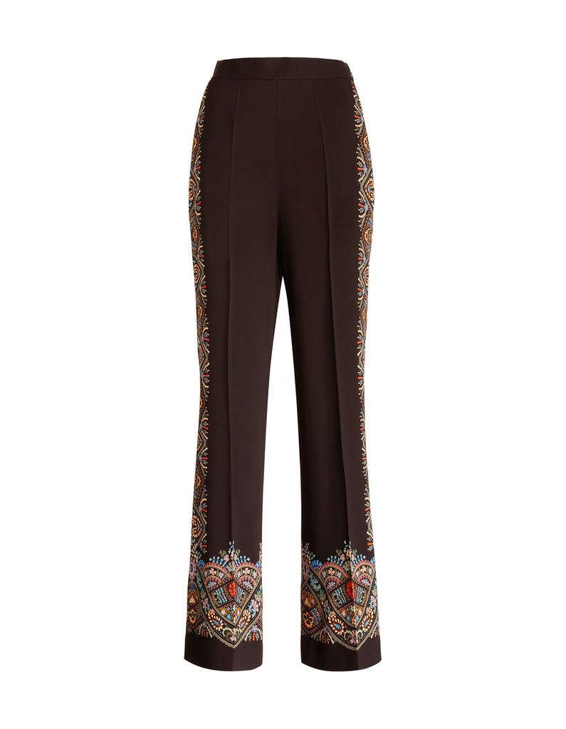 Woman Black Palazzo Trousers With Placed Print