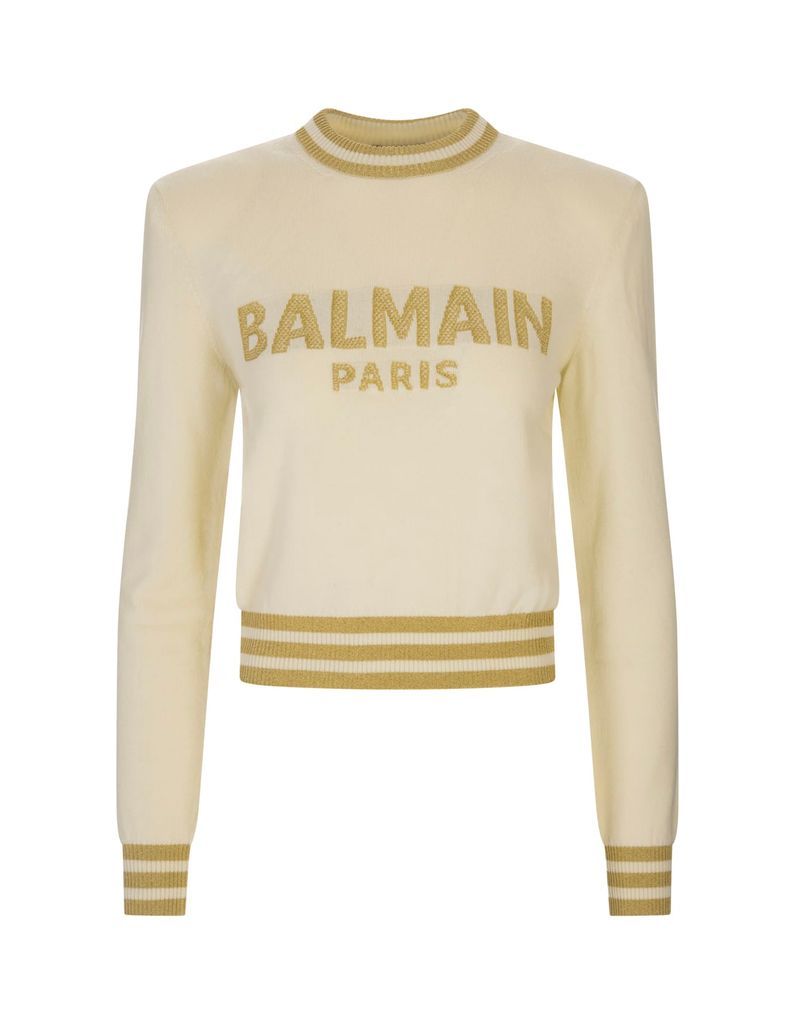 Woman Wool Pullover With Golden Logo