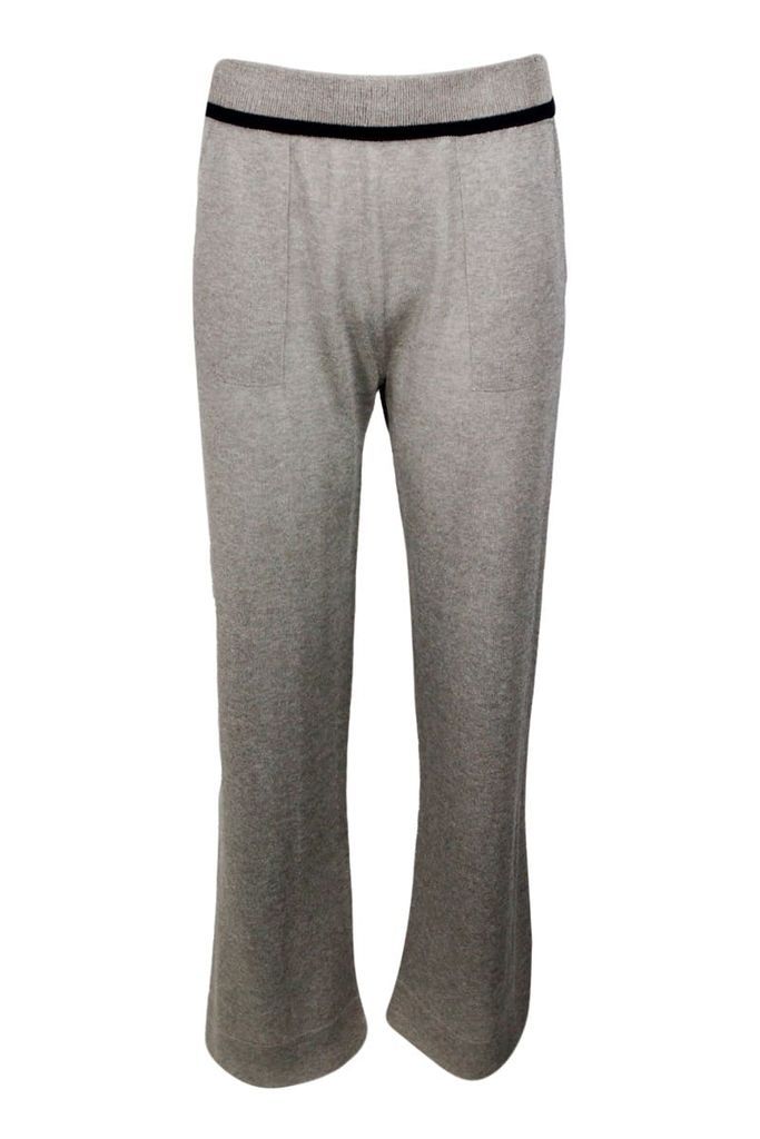 Wide Jogging Trousers With Elasticated Waist With Welt Pockets