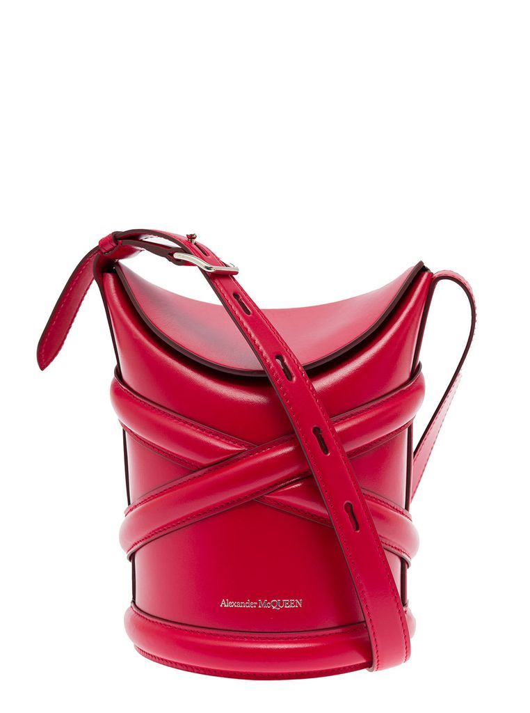 Womans The Curve Small Red Leather Crossbody Bag