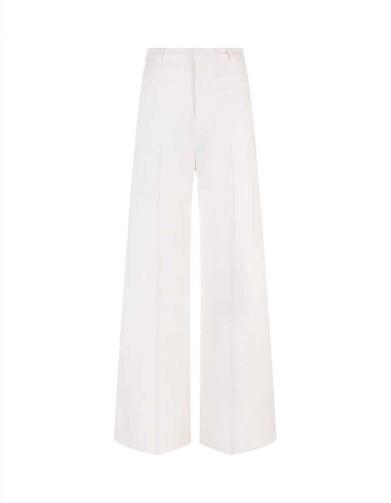 White Trousers In Viscose And Wool Stretch Gabardine