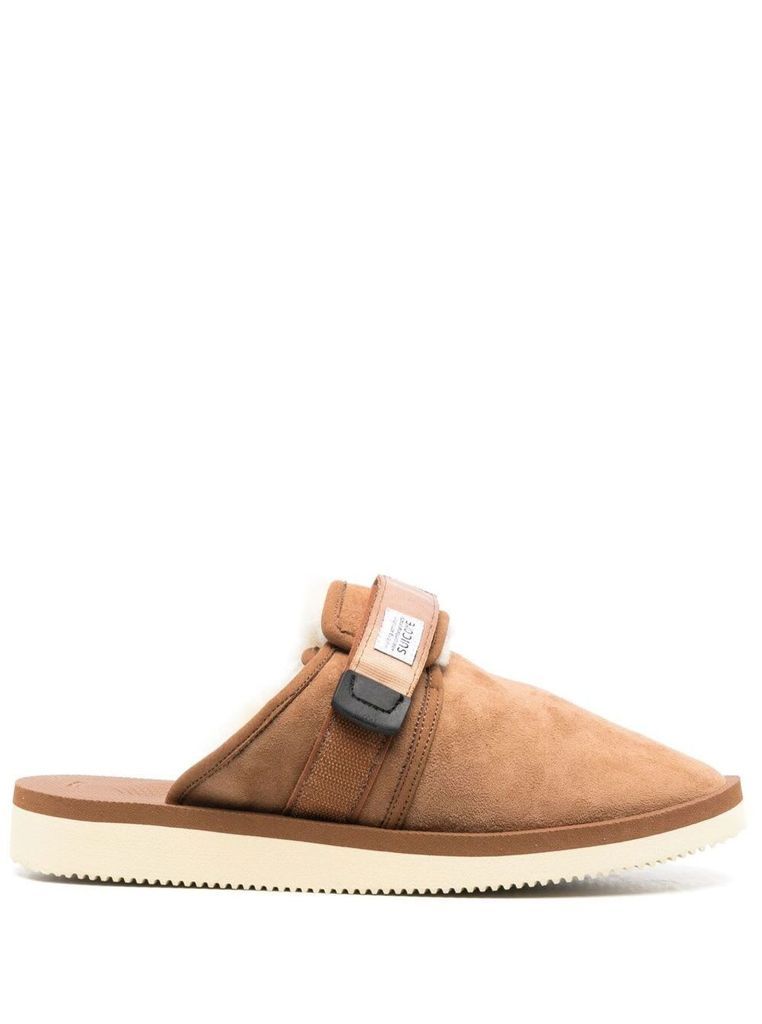 Zavo-M2Ab Beige Sabot With Shearling Lining And Strap In Suede Woman Suicoke