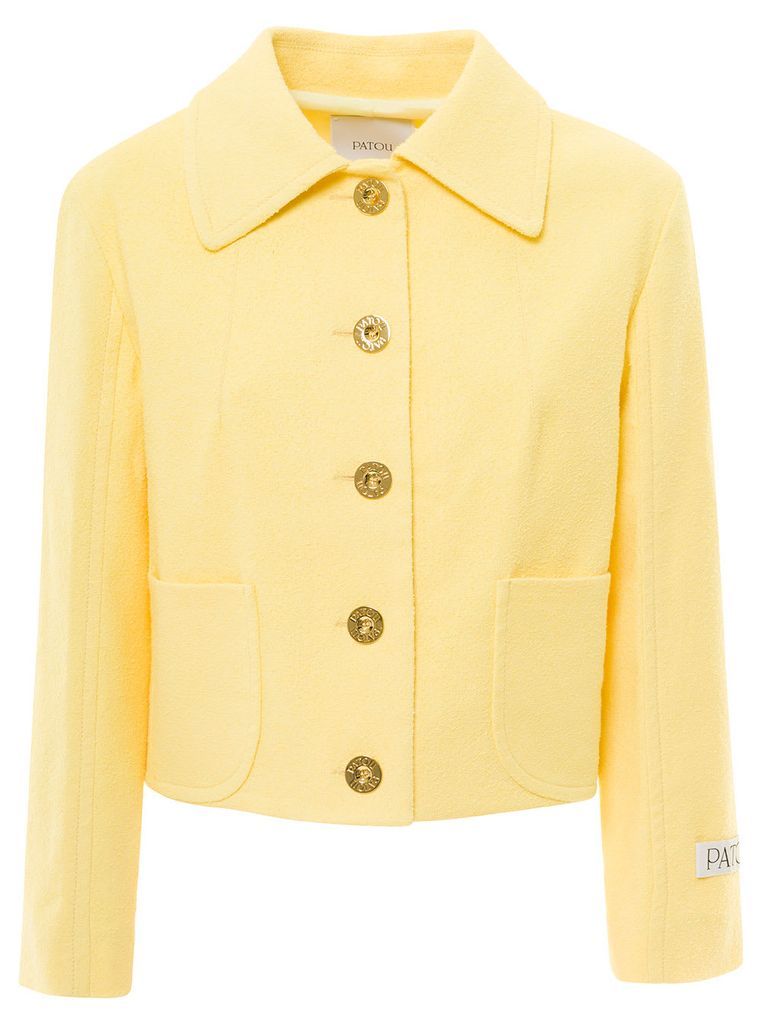 Yellow Jacket With Branded Buttons In Cotton Blend Tweed Woman