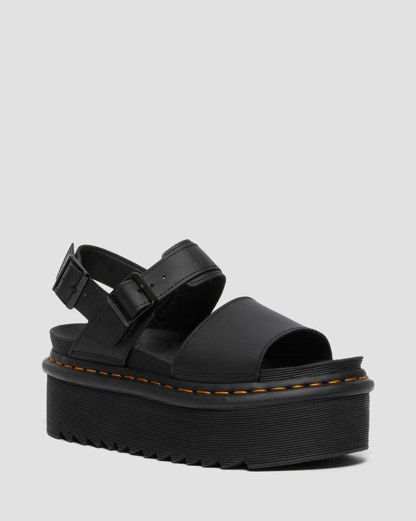 Women's Leather Voss Quad Sandals in Black, Size: 3