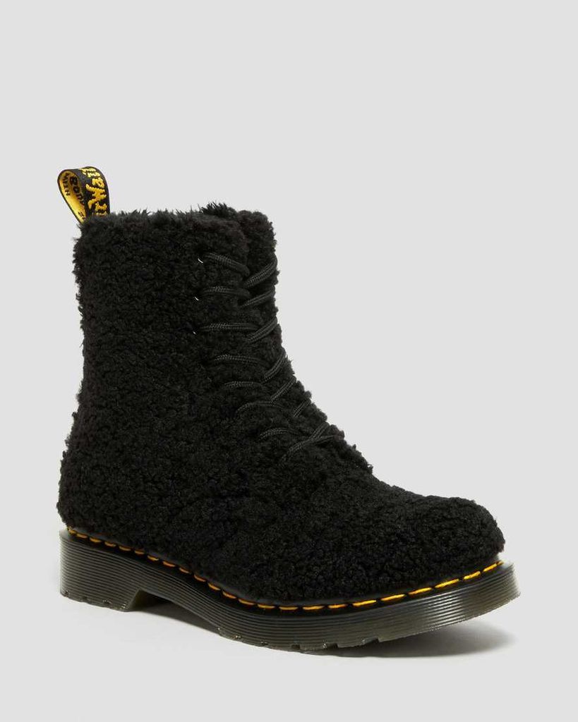 Women's 1460 Pascal Faux Shearling Boots in Black, Size: 3