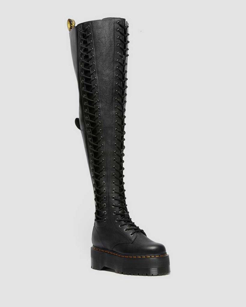 Women's Azreya Max Leather 26-Eye Platform Boots in Black, Size: 3