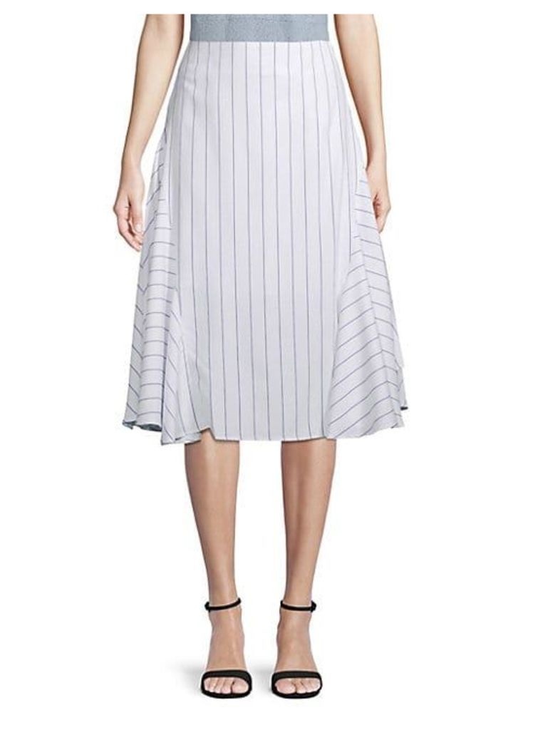 Striped Fit-and-Flare Midi Skirt