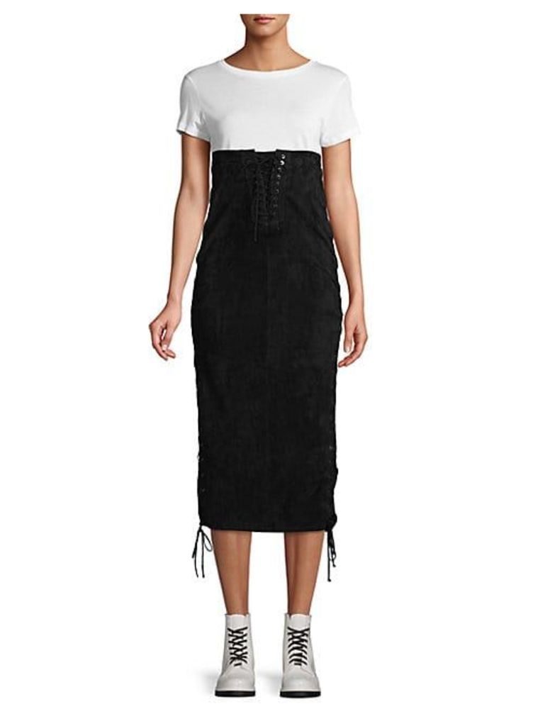 Lace-Up Side Suede Skirt
