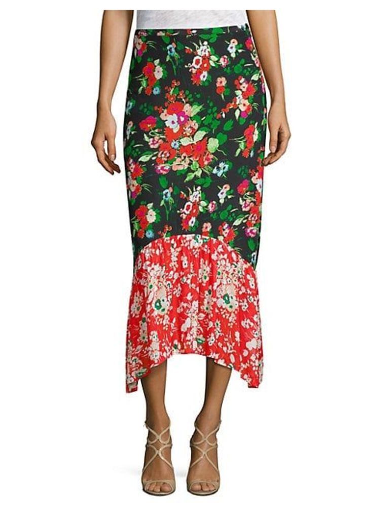 Leandra Floral Silk Midi Skirt