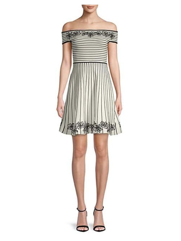 Striped Off-The-Shoulder Mini Dress