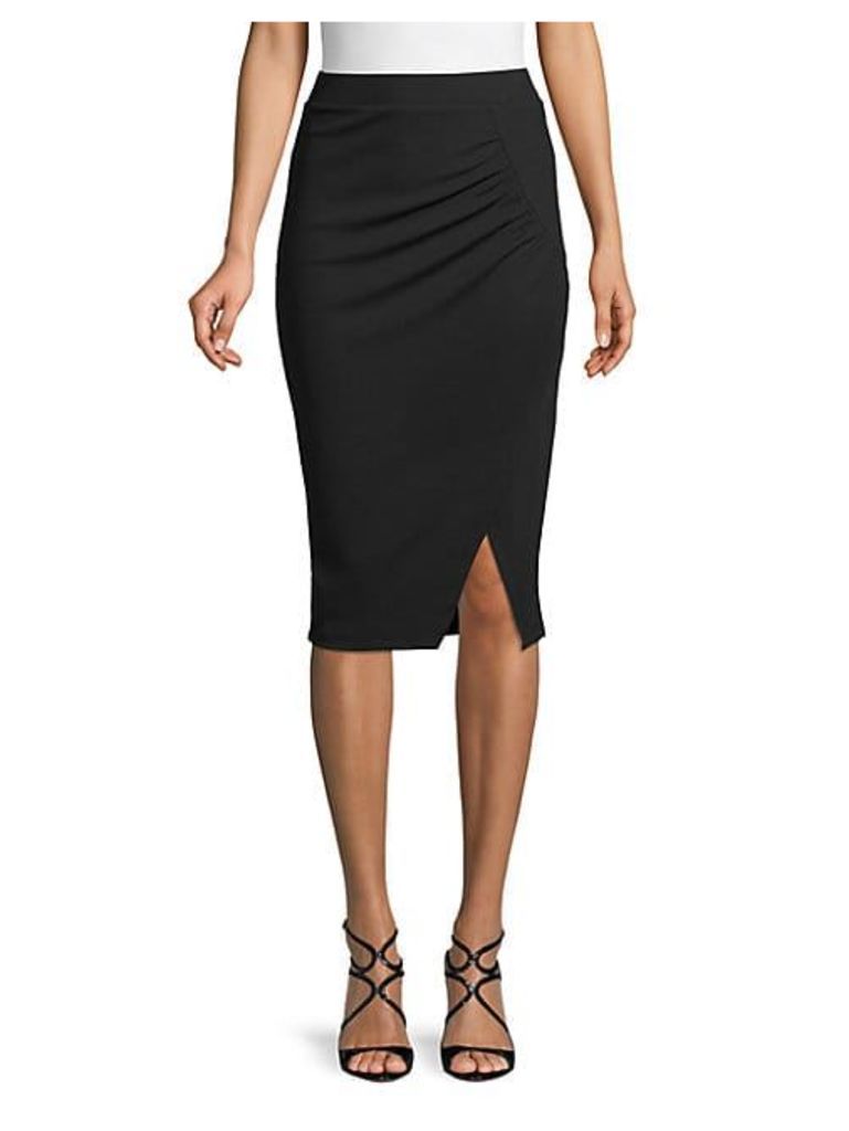 Ruched Knee-Length Pencil Skirt