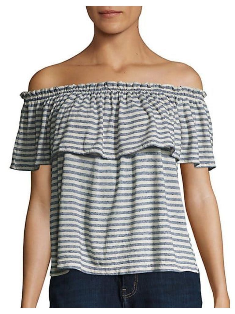 Striped Ruffle Off-The-Shoulder Top