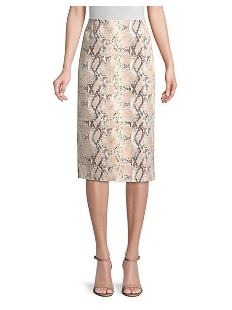 Casey Snake-Print Suede Pencil Skirt