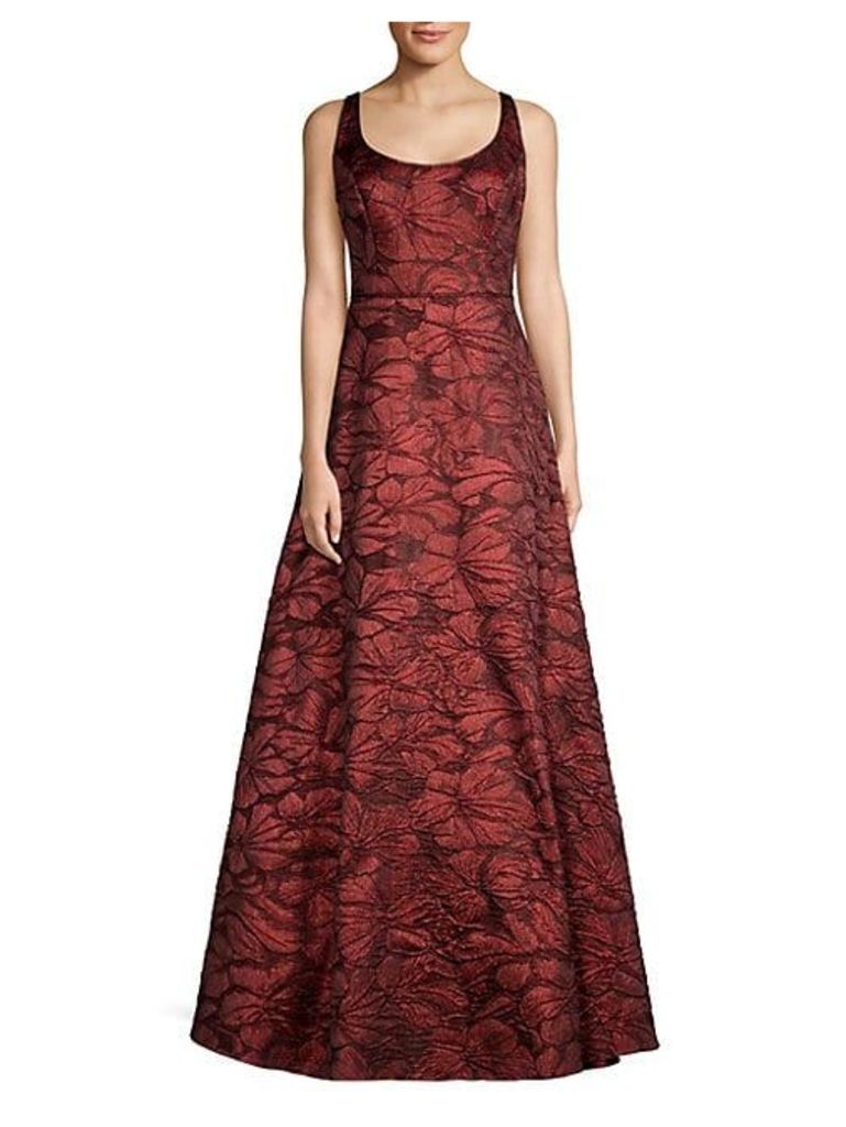 Sleeveless Jacquard A-Line Gown