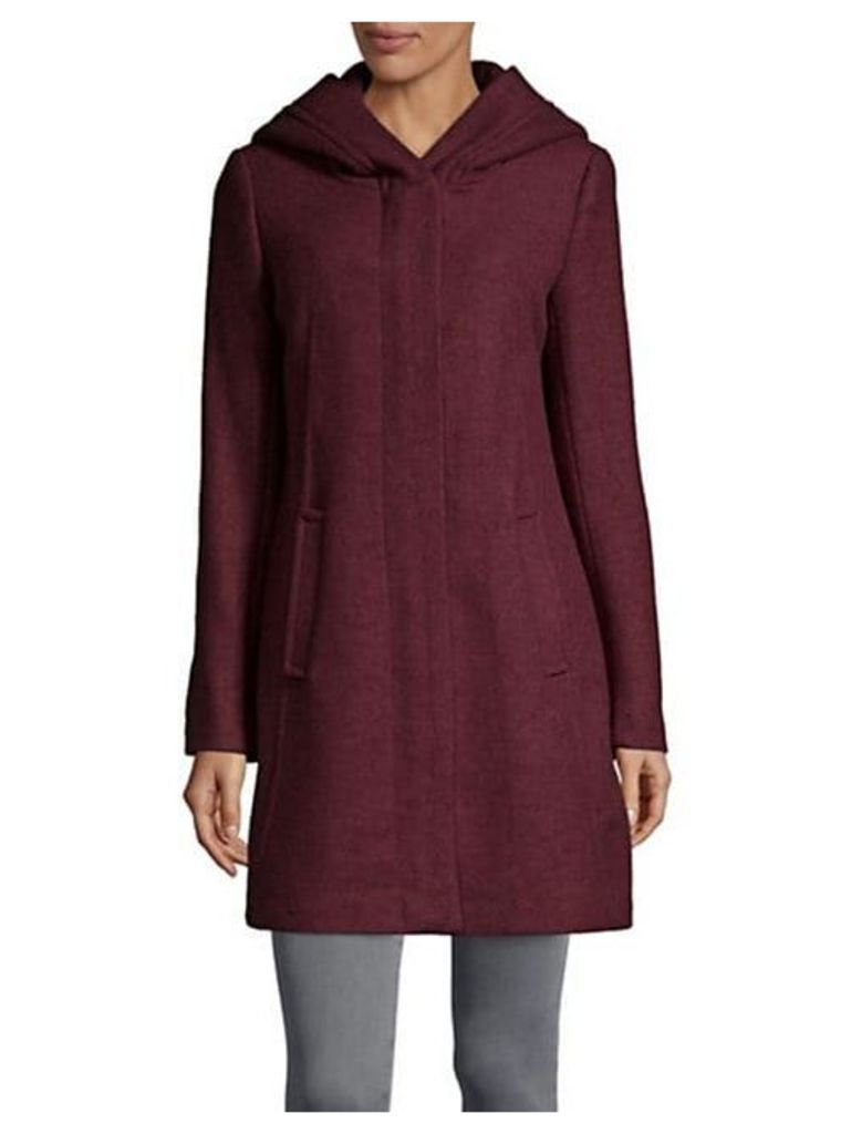 Textured Wool-Blend Hooded Coat