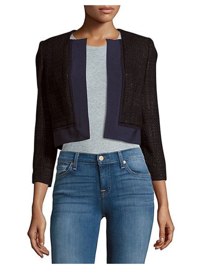Cropped Open Front Silk Jacket
