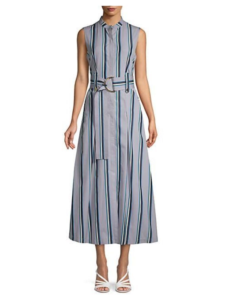 Stripe Belted Cotton Maxi Dress
