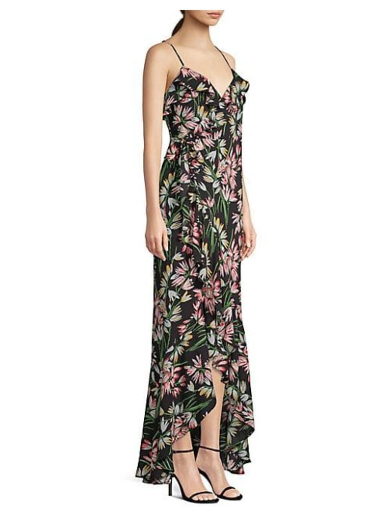 Floral Wrap-Front Maxi Dress
