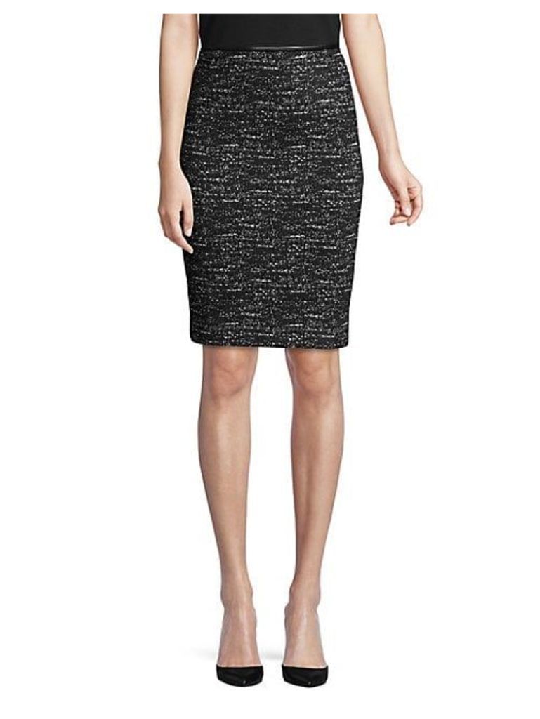 Faux Leather-Trimmed Pencil Skirt