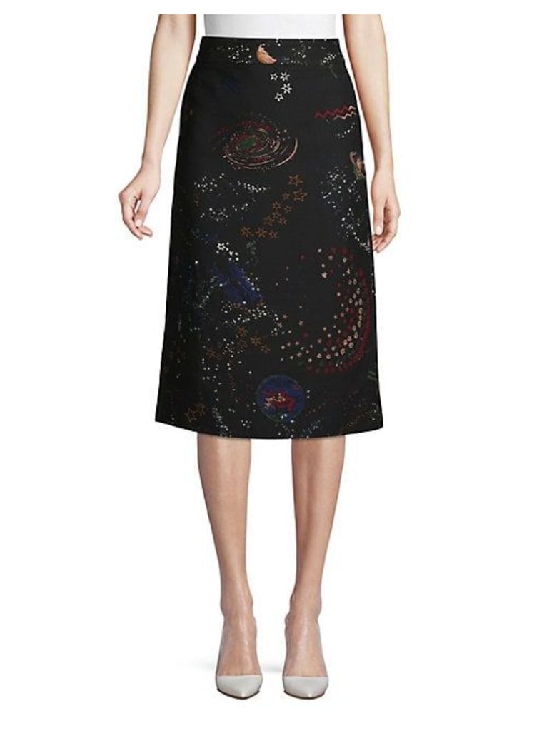 Celestial Wool & Silk Blend A-Line Skirt