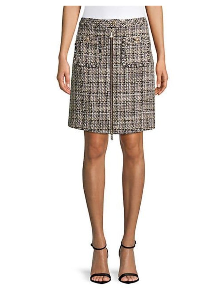 Zippered Tweed Skirt