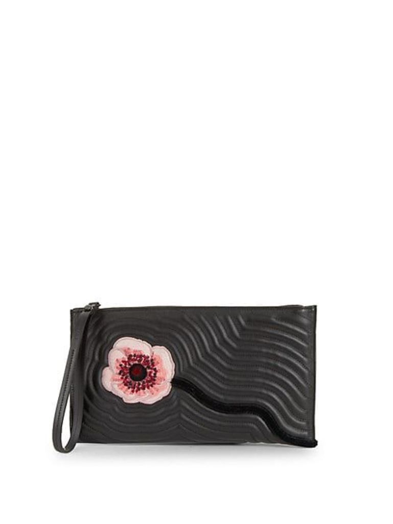 Floral Leather Pouch