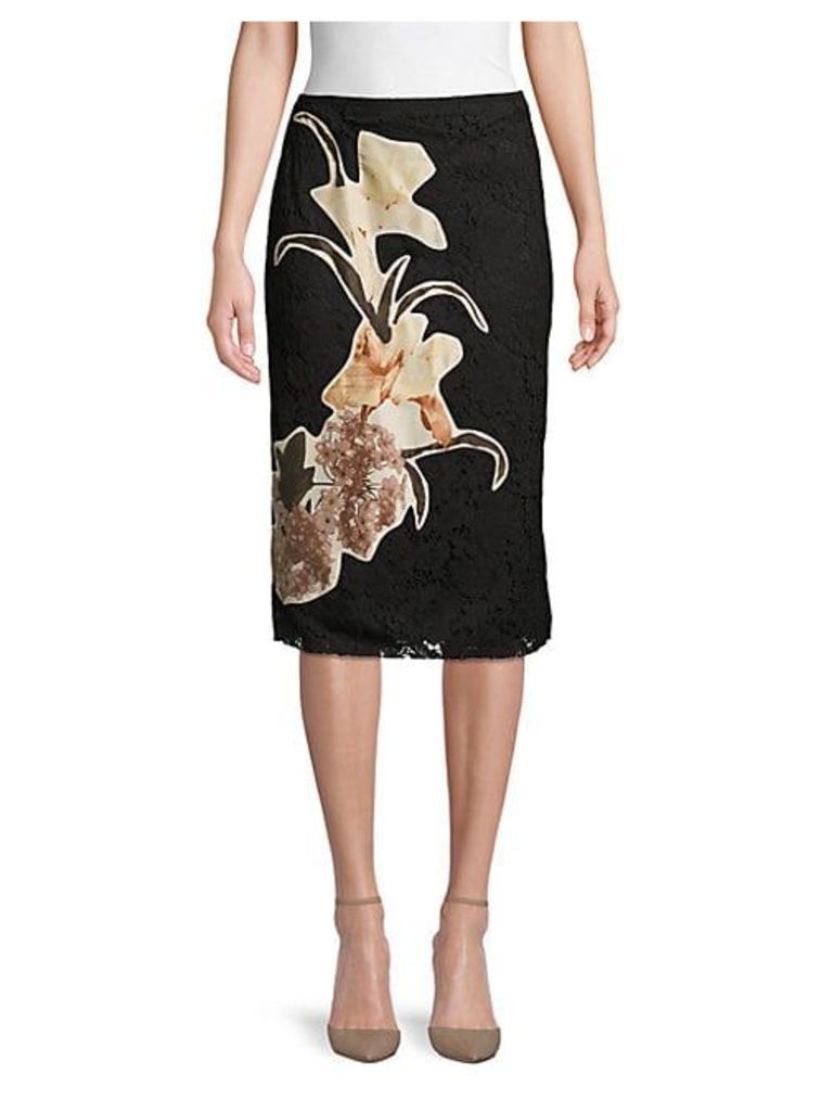 Floral Lace Cotton Blend Skirt