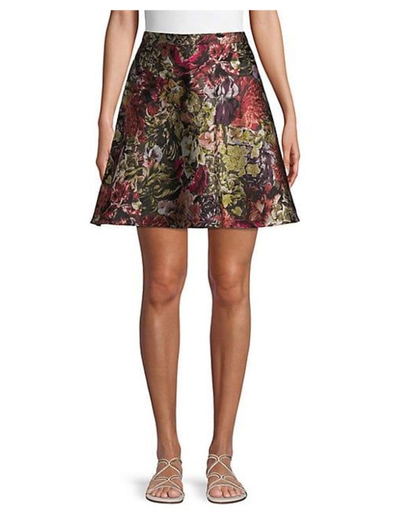 Floral Jacquard A-Line Skirt