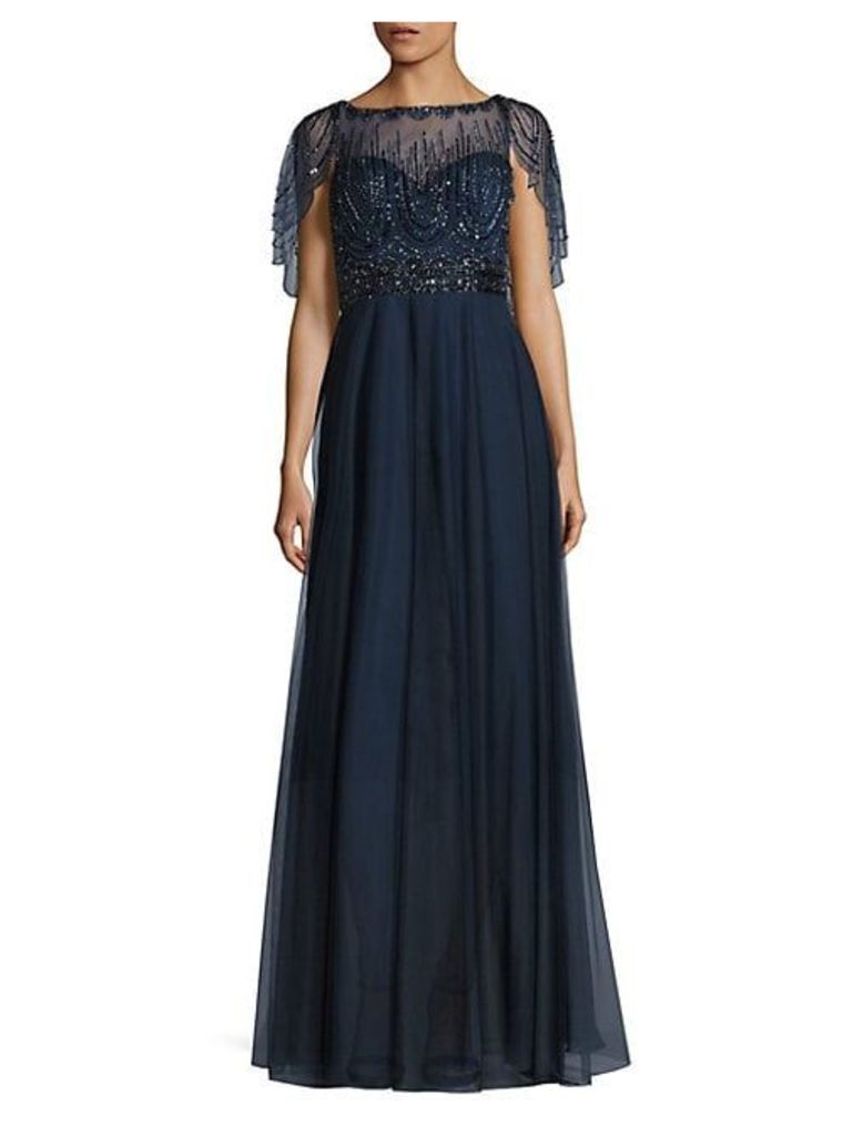 Beaded Capelet Gown