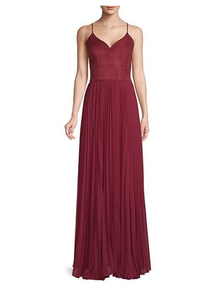 Faux Suede & Chiffon Bustier Gown