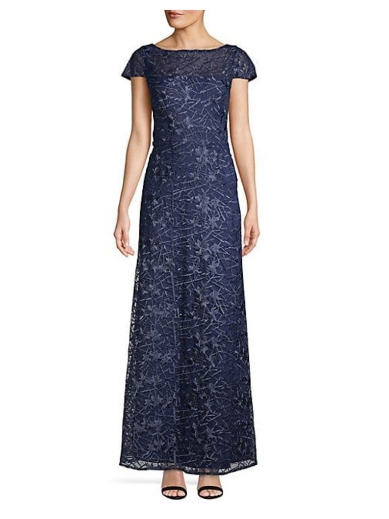 Embroidered Lace A-Line Gown