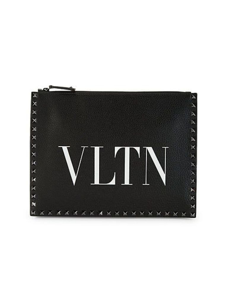 Studded Logo Leather Handbag