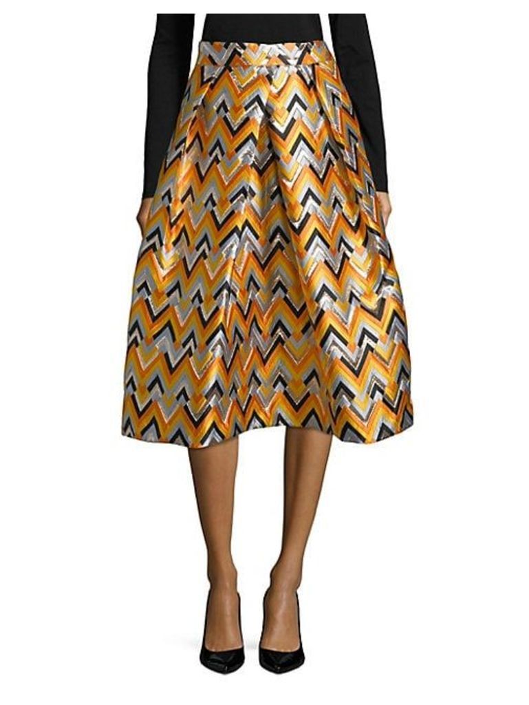 Geometric Pleated Midi Skirt