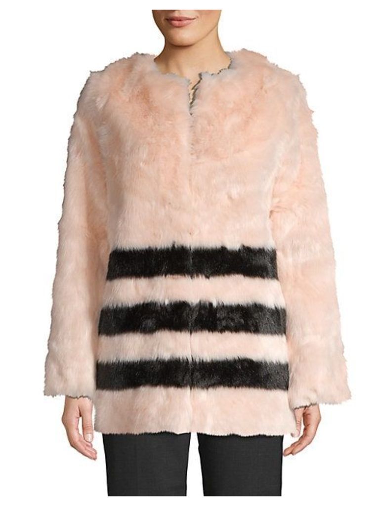 Candace Striped Faux Fur Jacket
