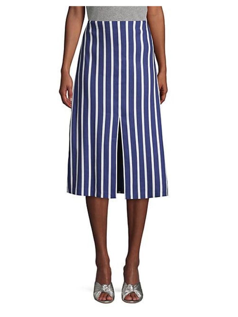 Striped Knee-Length A-Line Skirt