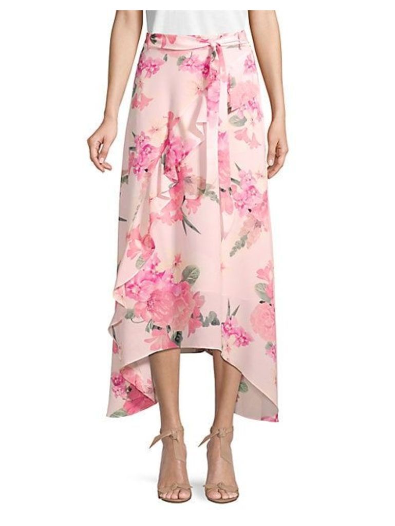 Floral Asymmetrical Ruffle Skirt