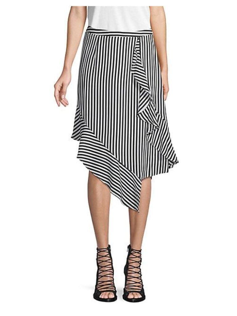 Stripe-Print Draped Skirt