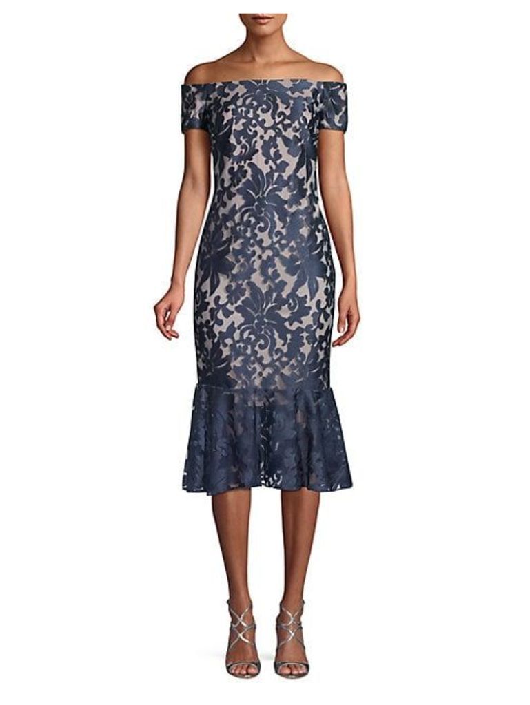 Off-the-Shoulder Floral Lace Dress