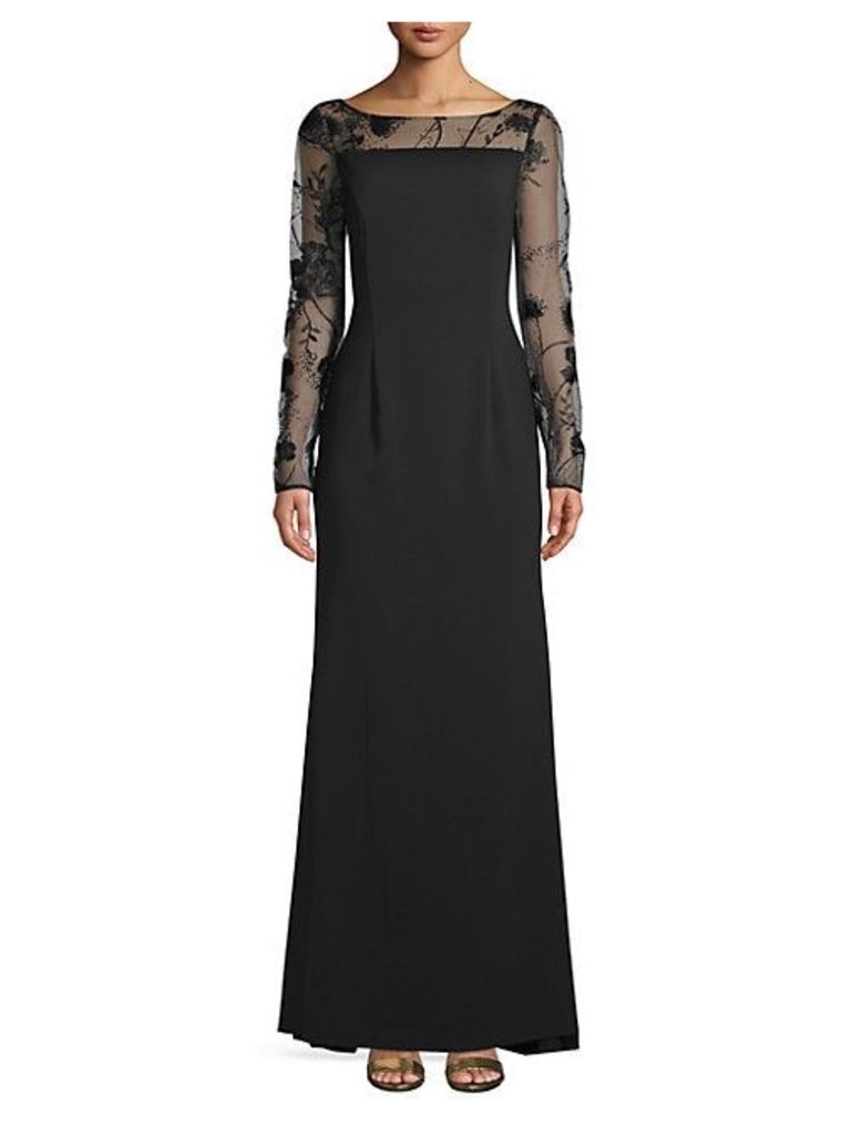 Long-Sleeve Lace Evening Gown