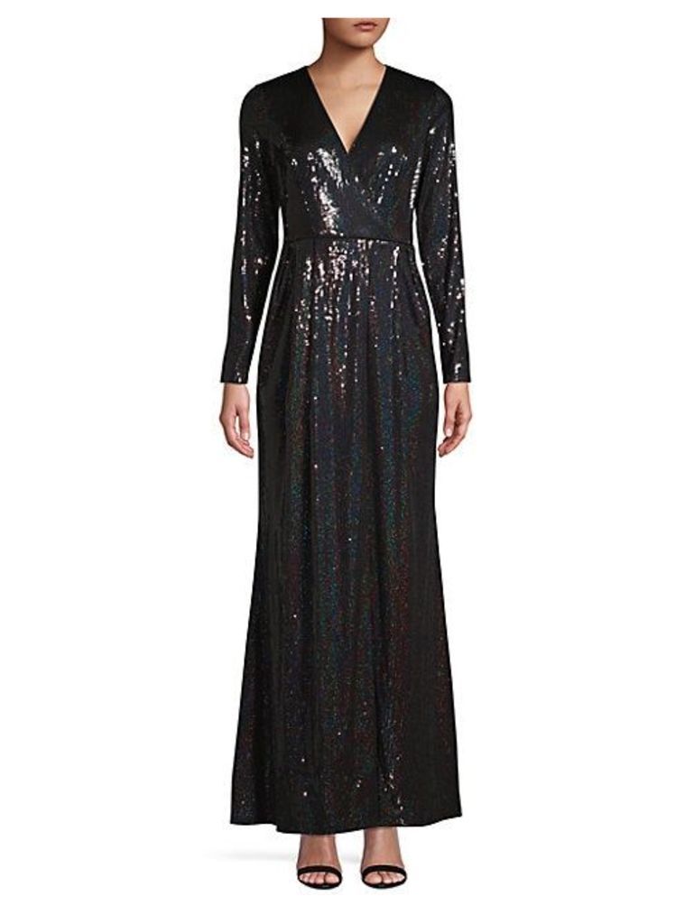 Sequin Wrap-Style Gown