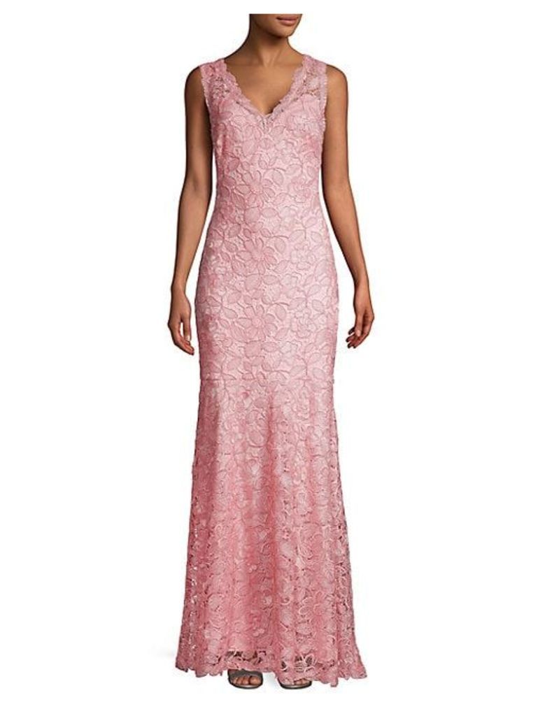 Rose Lace V-Neck Gown